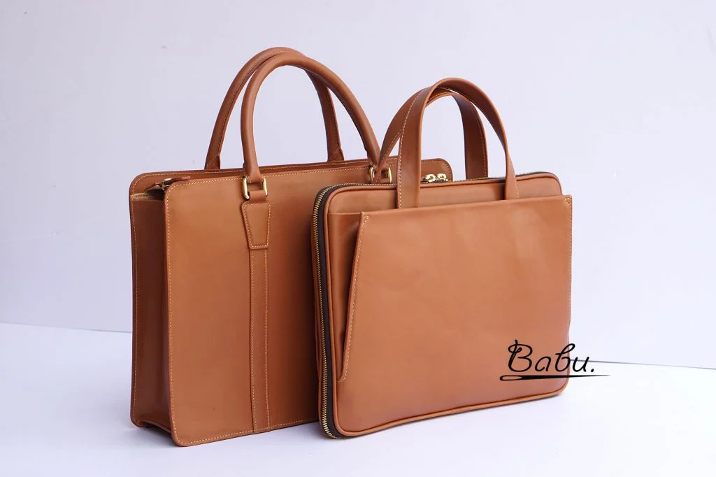 Bộ túi xánh công sở da bò Nappa màu nâu gold